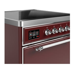 ILVE Majestic III 30-Inch Induction Range with 4 Induction Elements, 4 cu. ft. Oven, Burgundy with Chrome Trim, Solid Door, UMIB30QNR3BUC
