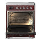 ILVE Majestic III 30-Inch Induction Range with 4 Induction Elements, 4 cu. ft. Oven, Burgundy with Chrome Trim, Solid Door, UMIB30QNR3BUC