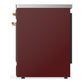 ILVE Majestic III 30-Inch Induction Range with 4 Induction Elements, 4 cu. ft. Oven, Burgundy with Brass Trim, Solid Door, UMIB30QNR3BUG