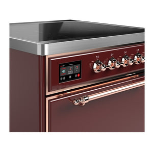 ILVE Majestic III 30-Inch Induction Range with 4 Induction Elements, 4 cu. ft. Oven, Burgundy with Copper Trim, Solid Door, UMIB30QNR3BUP