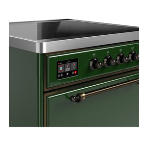 ILVE Majestic III 30-Inch Induction Range with 4 Induction Elements, 4 cu. ft. Oven, Emerald Green with Burnished Trim, Solid Door, UMIB30QNR3EGB