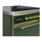 ILVE Majestic III 30-Inch Induction Range with 4 Induction Elements, 4 cu. ft. Oven, Emerald Green with Brass Trim, Solid Door, UMIB30QNR3EGG