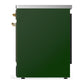 ILVE Majestic III 30-Inch Induction Range with 4 Induction Elements, 4 cu. ft. Oven, Emerald Green with Brass Trim, Solid Door, UMIB30QNR3EGG