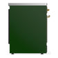 ILVE Majestic III 30-Inch Induction Range with 4 Induction Elements, 4 cu. ft. Oven, Emerald Green with Brass Trim, Solid Door, UMIB30QNR3EGG