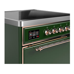 ILVE Majestic III 30-Inch Induction Range with 4 Induction Elements, 4 cu. ft. Oven, Emerald Green with Copper Trim, Solid Door, UMIB30QNR3EGP