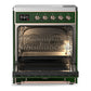 ILVE Majestic III 30-Inch Induction Range with 4 Induction Elements, 4 cu. ft. Oven, Emerald Green with Copper Trim, Solid Door, UMIB30QNR3EGP