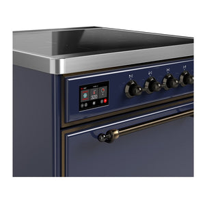 ILVE Majestic III 30-Inch Induction Range with 4 Induction Elements, 4 cu. ft. Oven, Mightnight Blue with Burnished Trim, Solid Door, UMIB30QNR3MBB