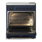 ILVE Majestic III 30-Inch Induction Range with 4 Induction Elements, 4 cu. ft. Oven, Mightnight Blue with Burnished Trim, Solid Door, UMIB30QNR3MBB