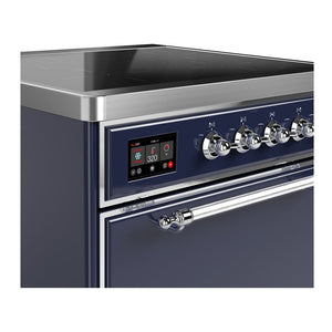 ILVE Majestic III 30-Inch Induction Range with 4 Induction Elements, 4 cu. ft. Oven, Mightnight Blue with Chrome Trim, Solid Door, UMIB30QNR3MBC