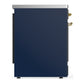 ILVE Majestic III 30-Inch Induction Range with 4 Induction Elements, 4 cu. ft. Oven, Mightnight Blue with Brass Trim, Solid Door, UMIB30QNR3MBG