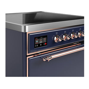ILVE Majestic III 30-Inch Induction Range with 4 Induction Elements, 4 cu. ft. Oven, Mightnight Blue with Copper Trim, Solid Door, UMIB30QNR3MBP