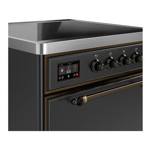 ILVE Majestic III 30-Inch Induction Range with 4 Induction Elements, 4 cu. ft. Oven, Matte Graphite with Burnished Trim, Solid Door, UMIB30QNR3MGB