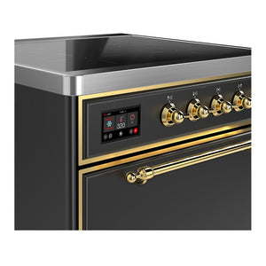 ILVE Majestic III 30-Inch Induction Range with 4 Induction Elements, 4 cu. ft. Oven, Matte Graphite with Brass Trim, Solid Door, UMIB30QNR3MGG