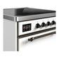 ILVE Majestic III 30-Inch Induction Range with 4 Induction Elements, 4 cu. ft. Oven, White with Burnished Trim, Solid Door, UMIB30QNR3WHB