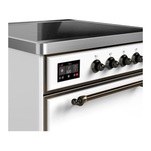 ILVE Majestic III 30-Inch Induction Range with 4 Induction Elements, 4 cu. ft. Oven, White with Burnished Trim, Solid Door, UMIB30QNR3WHB