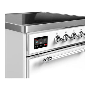 ILVE Majestic III 30-Inch Induction Range with 4 Induction Elements, 4 cu. ft. Oven, White with Chrome Trim, Solid Door, UMIB30QNR3WHC