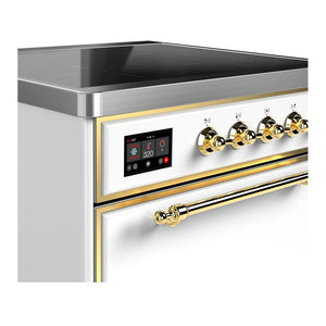 ILVE Majestic III 30-Inch Induction Range with 4 Induction Elements, 4 cu. ft. Oven, White with Brass Trim, Solid Door, UMIB30QNR3WHG