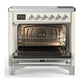 ILVE Majestic III 36-Inch Induction Range with 6 Induction Elements, 3.5 cu. ft. Oven, Antique White with Chrome Trim, Triple Glass Door, UMIB36NR3AWC