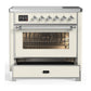 ILVE Majestic III 36-Inch Induction Range with 6 Induction Elements, 3.5 cu. ft. Oven, Antique White with Chrome Trim, Triple Glass Door, UMIB36NR3AWC