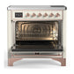 ILVE Majestic III 36-Inch Induction Range with 6 Induction Elements, 3.5 cu. ft. Oven, Antique White with Copper Trim, Triple Glass Door, UMIB36NR3AWP