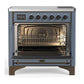 ILVE Majestic III 36-Inch Induction Range with 6 Induction Elements, 3.5 cu. ft. Oven, Blue Grey with Burnished Trim, Triple Glass Door, UMIB36NR3BGB