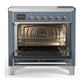 ILVE Majestic III 36-Inch Induction Range with 6 Induction Elements, 3.5 cu. ft. Oven, Blue Grey with Chrome Trim, Triple Glass Door, UMIB36NR3BGC