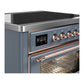 ILVE Majestic III 36-Inch Induction Range with 6 Induction Elements, 3.5 cu. ft. Oven, Blue Grey with Copper Trim, Triple Glass Door, UMIB36NR3BGP