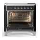 ILVE Majestic III 36-Inch Induction Range with 6 Induction Elements, 3.5 cu. ft. Oven, Glossy Black with Chrome Trim, Triple Glass Door, UMIB36NR3BKC