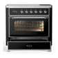 ILVE Majestic III 36-Inch Induction Range with 6 Induction Elements, 3.5 cu. ft. Oven, Glossy Black with Chrome Trim, Triple Glass Door, UMIB36NR3BKC