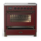ILVE Majestic III 36-Inch Induction Range with 6 Induction Elements, 3.5 cu. ft. Oven, Burgundy with Burnished Trim, Triple Glass Door, UMIB36NR3BUB