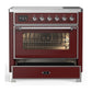 ILVE Majestic III 36-Inch Induction Range with 6 Induction Elements, 3.5 cu. ft. Oven, Burgundy with Chrome Trim, Triple Glass Door, UMIB36NR3BUC