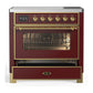 ILVE Majestic III 36-Inch Induction Range with 6 Induction Elements, 3.5 cu. ft. Oven, Burgundy with Brass Trim, Triple Glass Door, UMIB36NR3BUG