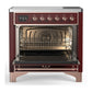 ILVE Majestic III 36-Inch Induction Range with 6 Induction Elements, 3.5 cu. ft. Oven, Burgundy with Copper Trim, Triple Glass Door, UMIB36NR3BUP