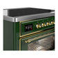 ILVE Majestic III 36-Inch Induction Range with 6 Induction Elements, 3.5 cu. ft. Oven, Emerald Green with Brass Trim, Triple Glass Door, UMIB36NR3EGG