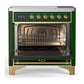 ILVE Majestic III 36-Inch Induction Range with 6 Induction Elements, 3.5 cu. ft. Oven, Emerald Green with Brass Trim, Triple Glass Door, UMIB36NR3EGG