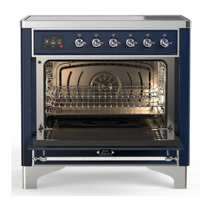 ILVE Majestic III 36-Inch Induction Range with 6 Induction Elements, 3.5 cu. ft. Oven, Mightnight Blue with Chrome Trim, Triple Glass Door, UMIB36NR3MBC