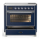 ILVE Majestic III 36-Inch Induction Range with 6 Induction Elements, 3.5 cu. ft. Oven, Mightnight Blue with Chrome Trim, Triple Glass Door, UMIB36NR3MBC