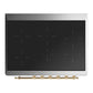 ILVE Majestic III 36-Inch Induction Range with 6 Induction Elements, 3.5 cu. ft. Oven, Mightnight Blue with Brass Trim, Triple Glass Door, UMIB36NR3MBG