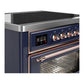 ILVE Majestic III 36-Inch Induction Range with 6 Induction Elements, 3.5 cu. ft. Oven, Mightnight Blue with Copper Trim, Triple Glass Door, UMIB36NR3MBP