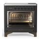 ILVE Majestic III 36-Inch Induction Range with 6 Induction Elements, 3.5 cu. ft. Oven, Matte Graphite with Burnished Trim, Triple Glass Door, UMIB36NR3MGB