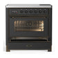 ILVE Majestic III 36-Inch Induction Range with 6 Induction Elements, 3.5 cu. ft. Oven, Matte Graphite with Burnished Trim, Triple Glass Door, UMIB36NR3MGB