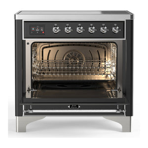 ILVE Majestic III 36-Inch Induction Range with 6 Induction Elements, 3.5 cu. ft. Oven, Matte Graphite with Chrome Trim, Triple Glass Door, UMIB36NR3MGC