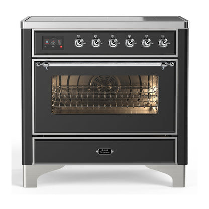 ILVE Majestic III 36-Inch Induction Range with 6 Induction Elements, 3.5 cu. ft. Oven, Matte Graphite with Chrome Trim, Triple Glass Door, UMIB36NR3MGC