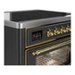 ILVE Majestic III 36-Inch Induction Range with 6 Induction Elements, 3.5 cu. ft. Oven, Matte Graphite with Brass Trim, Triple Glass Door, UMIB36NR3MGG