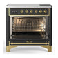 ILVE Majestic III 36-Inch Induction Range with 6 Induction Elements, 3.5 cu. ft. Oven, Matte Graphite with Brass Trim, Triple Glass Door, UMIB36NR3MGG