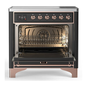 ILVE Majestic III 36-Inch Induction Range with 6 Induction Elements, 3.5 cu. ft. Oven, Matte Graphite with Copper Trim, Triple Glass Door, UMIB36NR3MGP