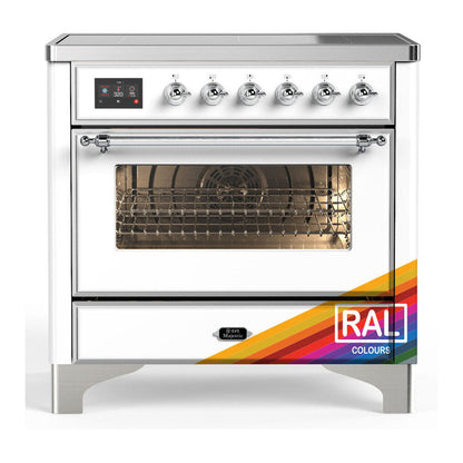 ILVE Majestic III 36-Inch Induction Range with 6 Induction Elements, 3.5 cu. ft. Oven, RAL with Chrome Trim, Triple Glass Door, UMIB36NR3RAC