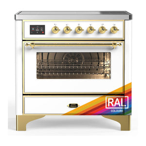ILVE Majestic III 36-Inch Induction Range with 6 Induction Elements, 3.5 cu. ft. Oven, RAL with Brass Trim, Triple Glass Door, UMIB36NR3RAG
