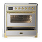 ILVE Majestic III 36-Inch Induction Range with 6 Induction Elements, 3.5 cu. ft. Oven, Stainless Steel with Brass Trim, Triple Glass Door, UMIB36NR3SSG
