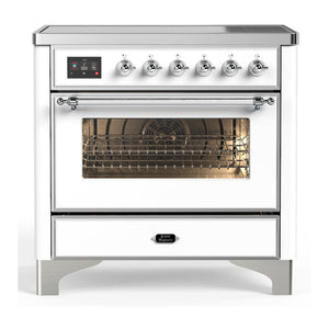 ILVE Majestic III 36-Inch Induction Range with 6 Induction Elements, 3.5 cu. ft. Oven, White with Chrome Trim, Triple Glass Door, UMIB36NR3WHC